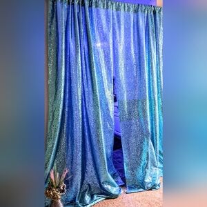 Baby Blue Aqua Sequin Curtain Panels - 2 Long Panels